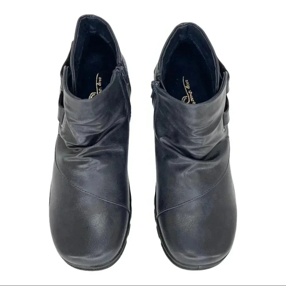 NWOB Easy Street Franny Navy Womens Ankle Boot Size 7.5N - Picture 5 of 12